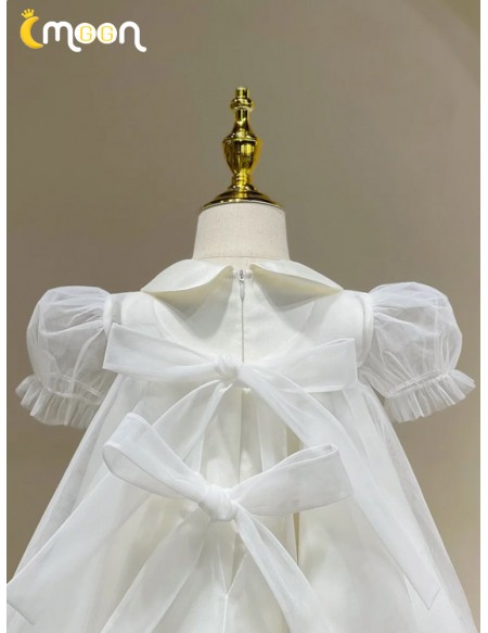 Cute Baby Collar Toddler Flower Girl Dress with Big Bow In Back
