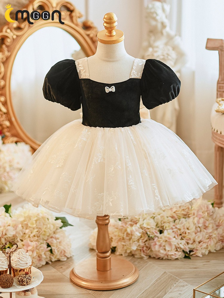 Mehar White Layered Tulle Party Dress for Girls