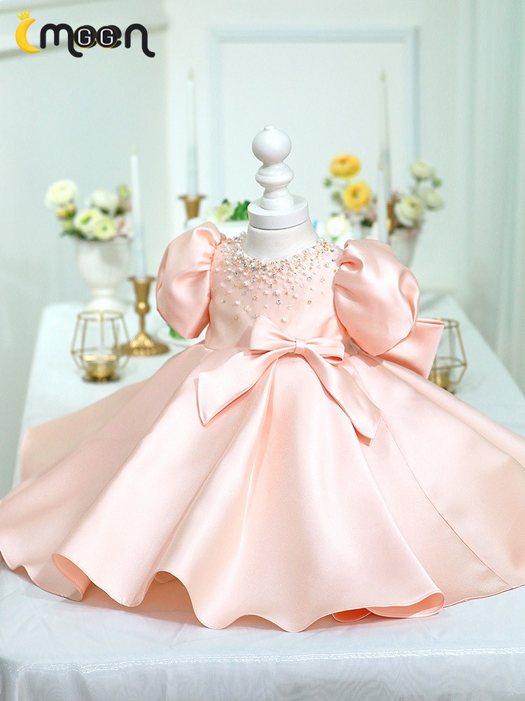 pink and gold 1st birthday dress Bespoke Milestone Commission: The Rose-Quartz Petal Gown Bespoke Milestone Commission: The Rose-Quartz Petal Gown