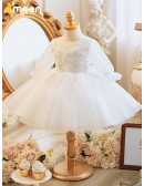 Princess Tulle Ballgown Sequined Flower Girl Dress with Sleeves