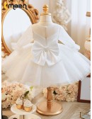 Princess Tulle Ballgown Sequined Flower Girl Dress with Sleeves