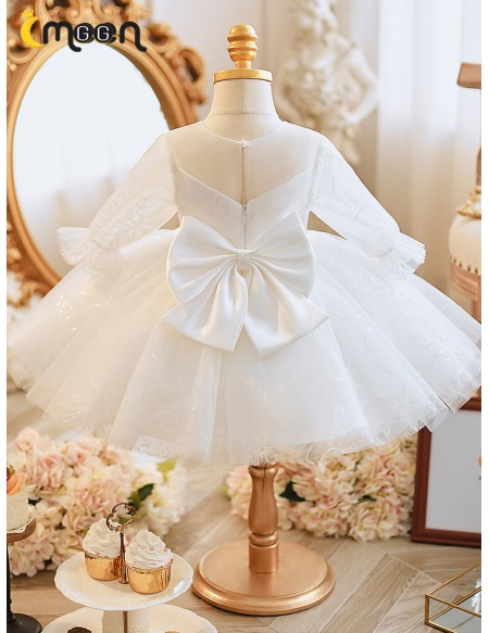Princess Tulle Ballgown Sequined Flower Girl Dress with Sleeves