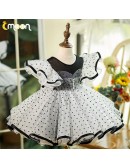 Vintage Polka Dot Style Ruffled Tulle Party Dress for Girls