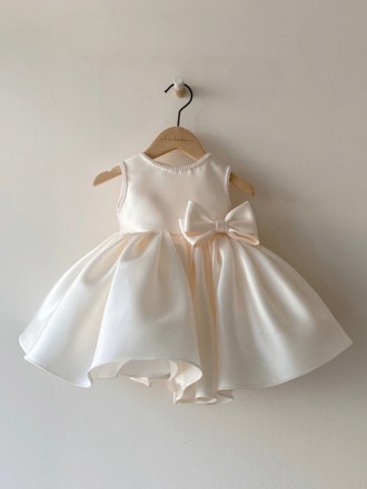 Cute Ballgown Satin Sleeveless Baby Flower Girl Dress with Pearls