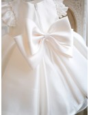 Beautiful Ruffled Satin Toddler Flower Girl Dress with Pearls