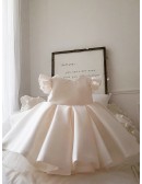 Beautiful Ruffled Satin Toddler Flower Girl Dress with Pearls