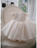 Beautiful Ruffled Satin Toddler Flower Girl Dress with Pearls