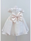 Elegant Satin Toddler Flower Girl Dress with Beaded Pearls