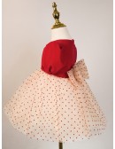 Lovely Printed Tulle Little Girls Party Dress with Bubble Sleeves