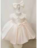 Super Cute Beaded Baby Collar Satin Toddler Flower Girl Dress