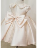 Super Cute Beaded Baby Collar Satin Toddler Flower Girl Dress