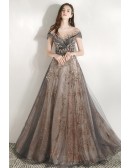 Gorgeous Cap Sleeved Sparkly Long Prom Dress For Parties