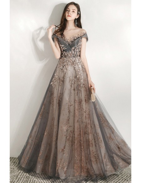 Gorgeous Cap Sleeved Sparkly Long Prom Dress For Parties