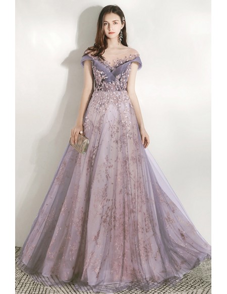 Gorgeous Cap Sleeved Sparkly Long Prom Dress For Parties