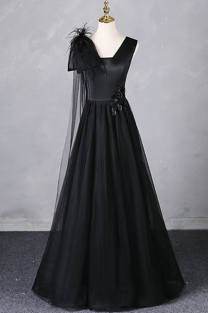 Elegant Black Long Evening Dress,Black Formal Gown  Y6645