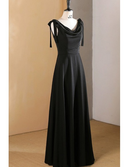 Elegant Simple Long Black Formal Dress With Straps