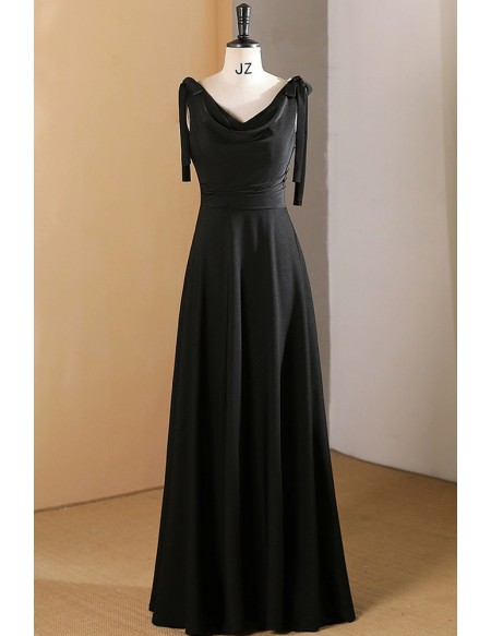 Elegant Simple Long Black Formal Dress With Straps