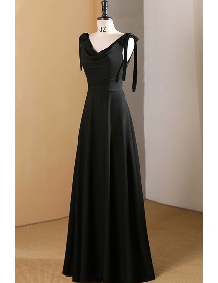 Elegant Simple Long Black Formal Dress With Straps