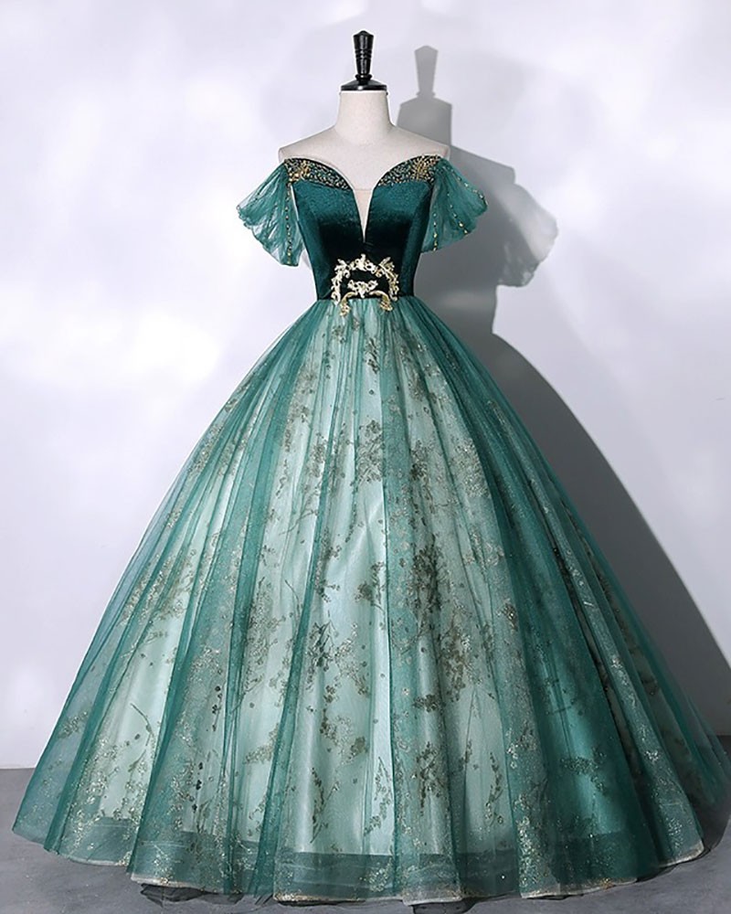 Beautiful Corset Sleeveless Ball Gown Tulle Sequins Long Prom Dress main image 1