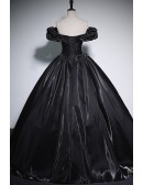 Off Shoulder Formal Black Ballgown Sleek Prom Dress