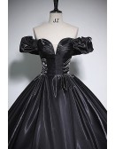 Off Shoulder Formal Black Ballgown Sleek Prom Dress