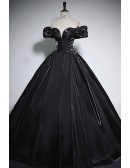 Off Shoulder Formal Black Ballgown Sleek Prom Dress