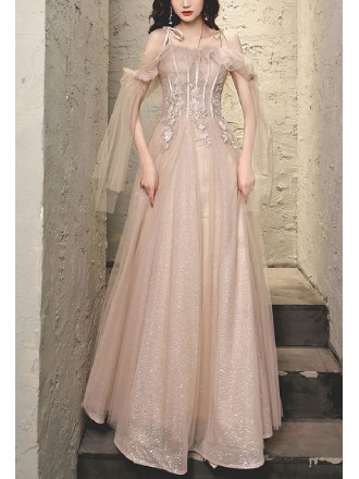 Bow Sash Flowy Long Tulle Aline Prom Dress