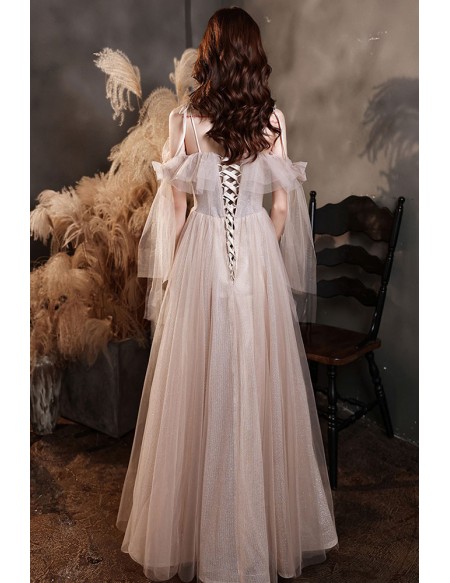 Bow Sash Flowy Long Tulle Aline Prom Dress