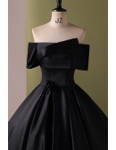 Off Shoulder Satin Ballgown Long Black Prom Dress