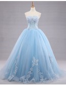 Strapless Corset Lace Ballgown Champagne Formal Dress With Appliques