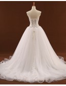 Strapless Corset Lace Ballgown Champagne Formal Dress With Appliques