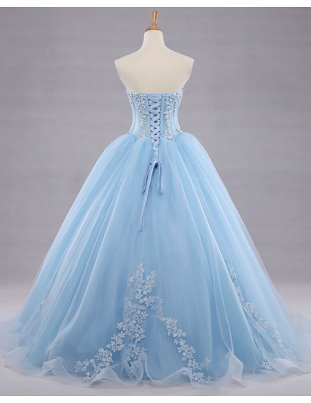 Strapless Corset Lace Ballgown Champagne Formal Dress With Appliques