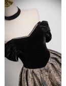 Black Off Shoulder Sparkly Ballgown Prom Dress