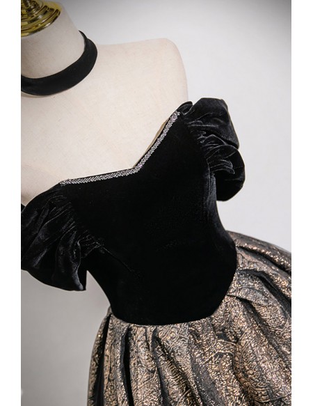 Black Off Shoulder Sparkly Ballgown Prom Dress