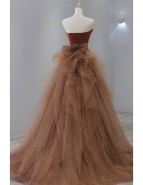 Straless Slim Long Prom Dress With Puffy Tulle Train