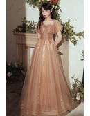 Grey Appliques Long Tulle Prom Dress