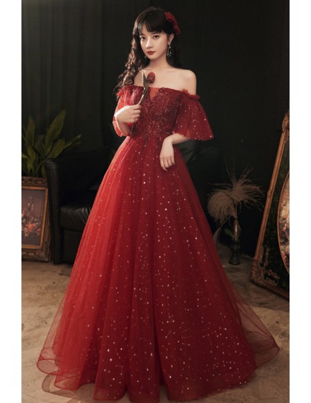 Grey Appliques Long Tulle Prom Dress