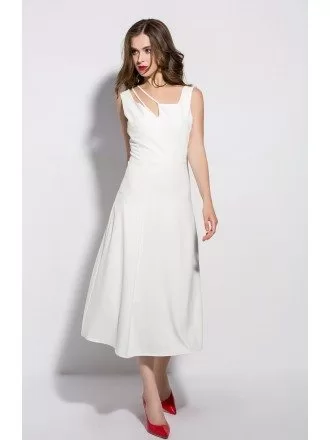 Chic Slim Midi White Dress