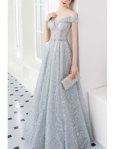 Gorgeous Cold Shoulder Sheer Bodice Long Prom Dress With Sequins