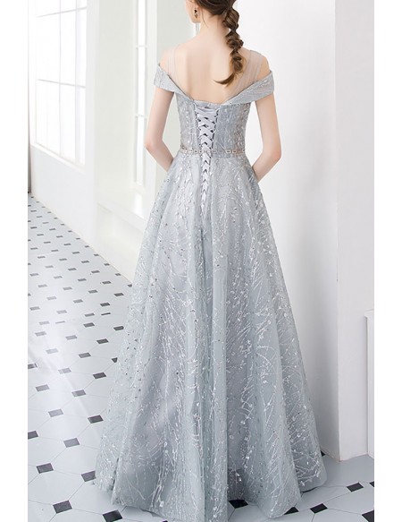 Gorgeous Cold Shoulder Sheer Bodice Long Prom Dress With Sequins
