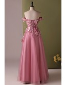 Off Shoulder Flowers Aline Long Party Dress