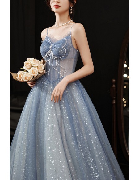 Dreamy Blue Stars Tulle Ballgown Prom Dress