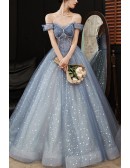 Dreamy Blue Stars Tulle Ballgown Prom Dress