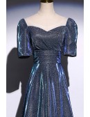 Modest Sleeved Sparkly Aline Long Prom Dress