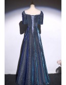 Modest Sleeved Sparkly Aline Long Prom Dress