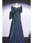 Modest Sleeved Sparkly Aline Long Prom Dress