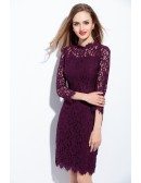 Full Lace Bodice Short Dress 3/4 Sleeve