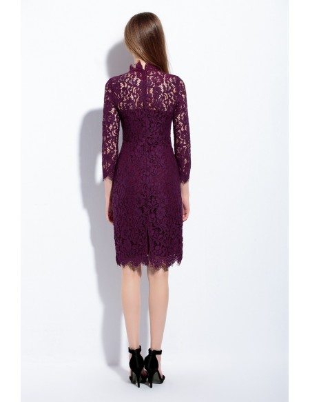 Full Lace Bodice Short Dress 3/4 Sleeve
