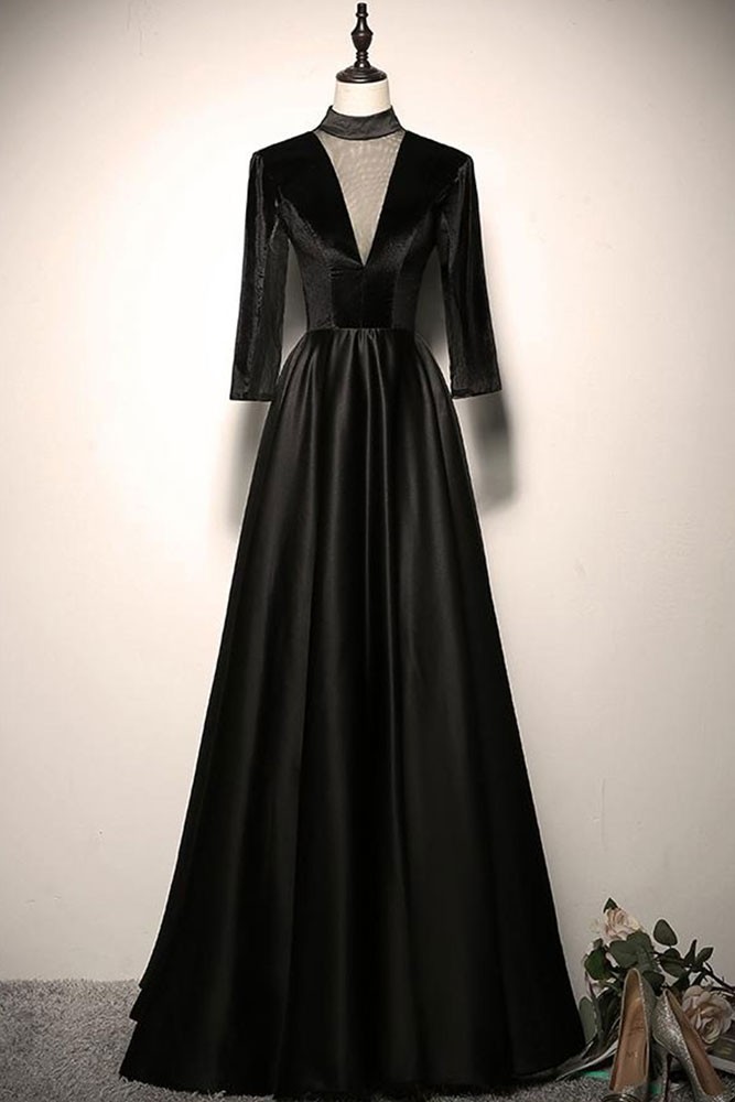Elegant Black Long Evening Dress Black Glam Dress Y6639 main image 1
