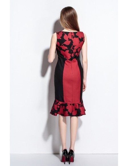 V-neck Black and Red Short Dress Mermaid Style